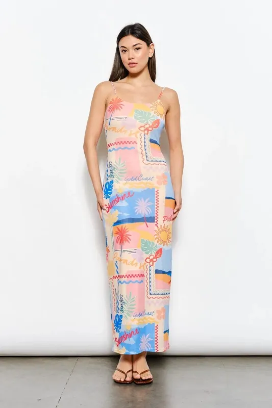 Tory Beach Print Mesh Maxi Dress sold by Mulberry and Grand
