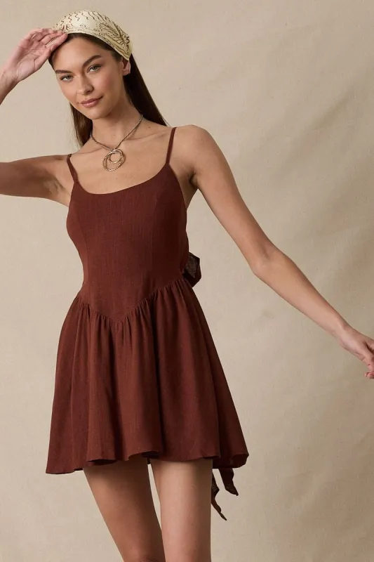 Zinnia Adjustable Strap Open Back with Tie Mini Dress sold by Mulberry and Grand