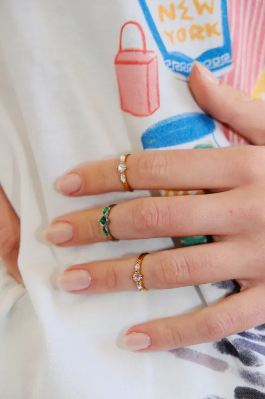 Scarlett Crystal Cluster Midi Ring in Gold sold by Mulberry and Grand