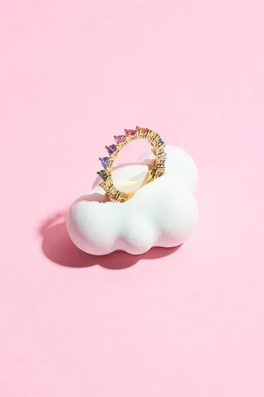 Rainbow Hearts Baguette Sterling Silver Ring sold by Mulberry and Grand