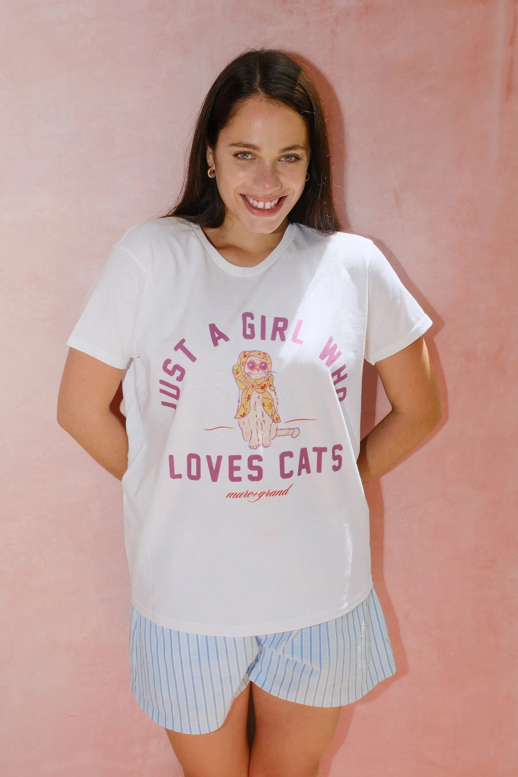 Just a Girl Who Loves Cats Graphic T-shirt sold by Mulberry and Grand product image thumbnail 4