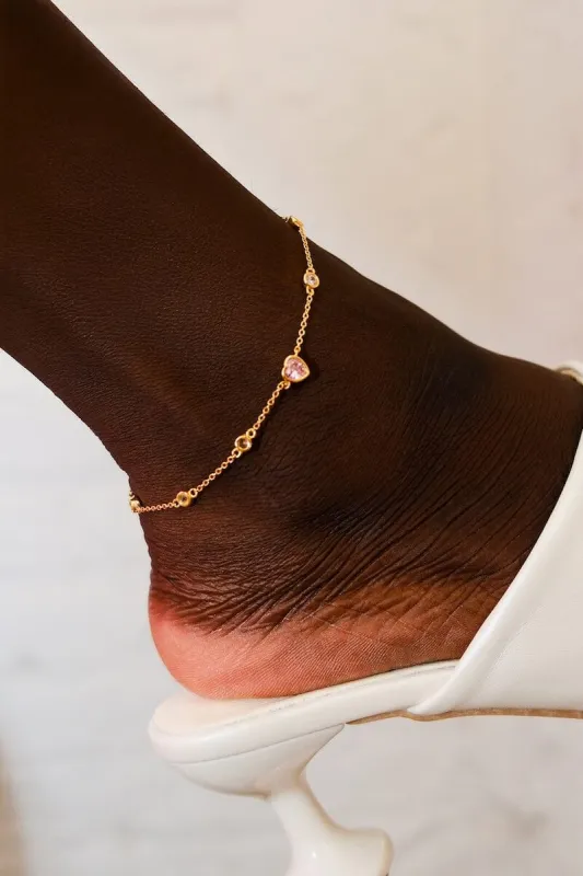 Pink Heart Whisper Sterling Silver Anklet sold by Mulberry and Grand