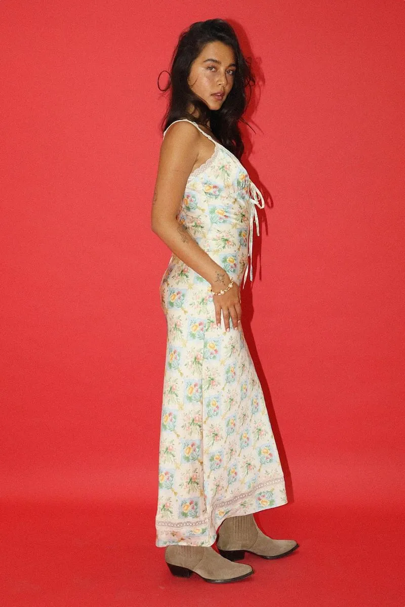 Aoife Lace Trim Floral Front Tie Maxi Dress sold by Mulberry and Grand product image thumbnail 2