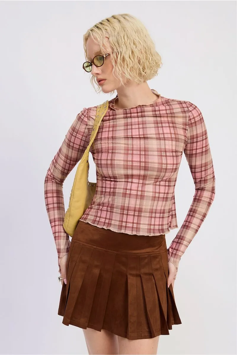 Vivian Suede Mini Pleaded Skirt sold by Mulberry and Grand