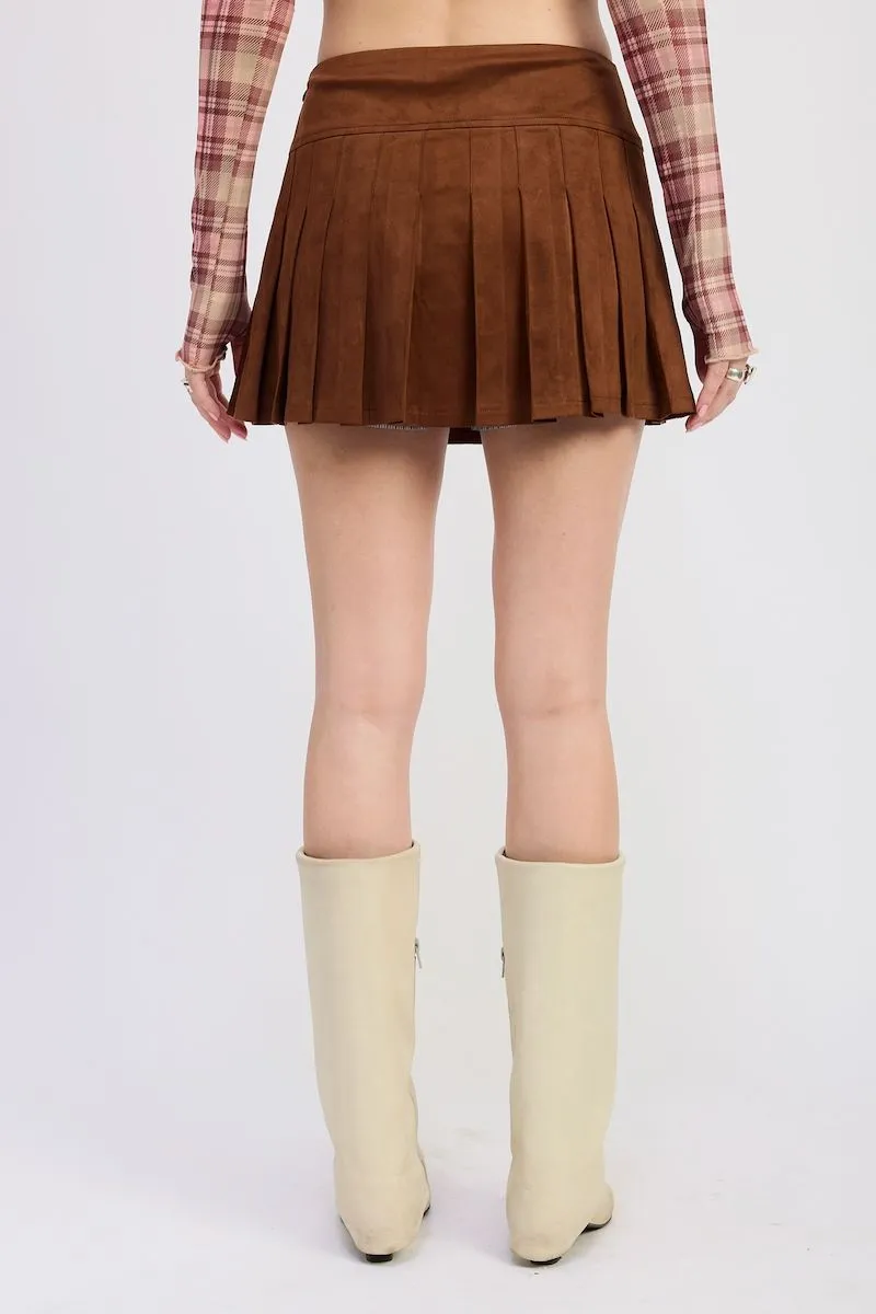 Vivian Suede Mini Pleaded Skirt sold by Mulberry and Grand product image thumbnail 3