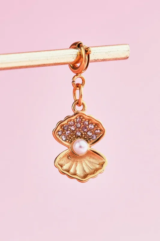 Pearl Shell Charm With Spring Clip sold by Mulberry and Grand