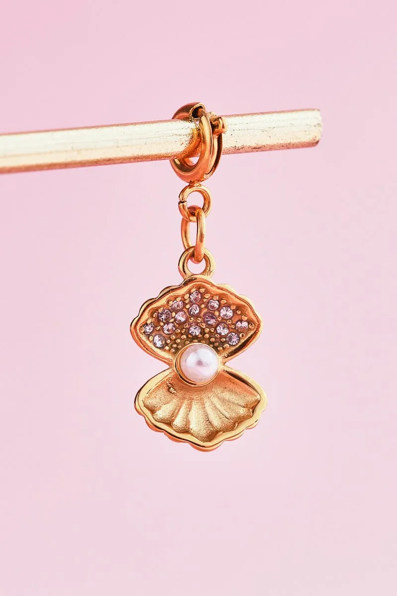 Pearl Shell Charm With Spring Clip sold by Mulberry and Grand
