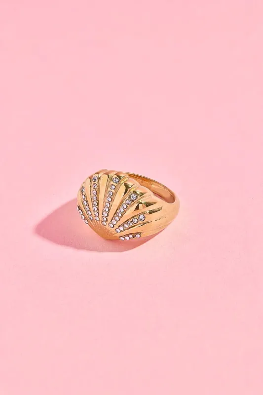Crystal Clam Shell Stacking Ring sold by Mulberry and Grand