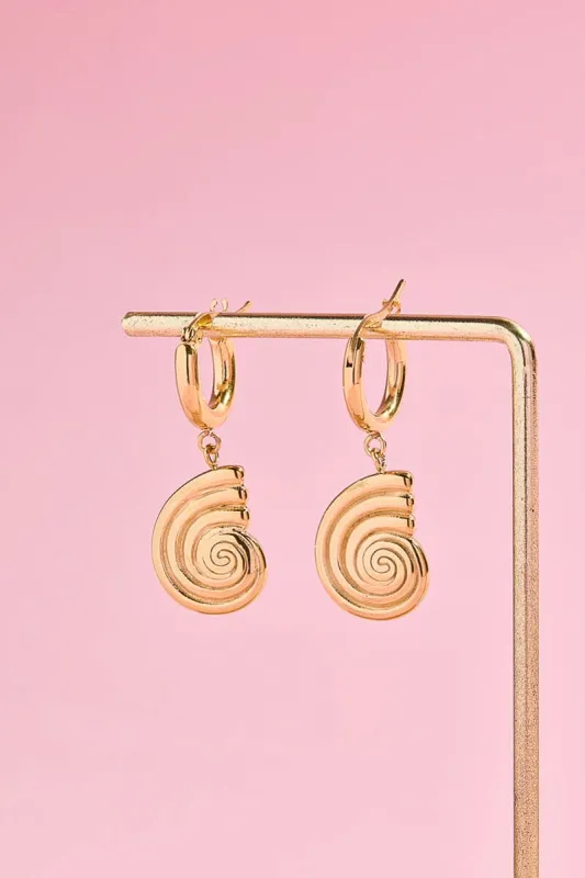 Seashell Swirl Charm Dangle Earrings sold by Mulberry and Grand