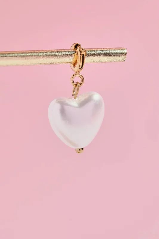 Pearl Heart Charm With Spring Clip sold by Mulberry and Grand