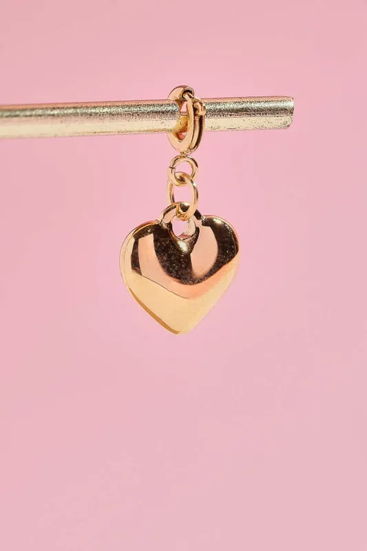 Gold Heart Charm With Spring Clip sold by Mulberry and Grand