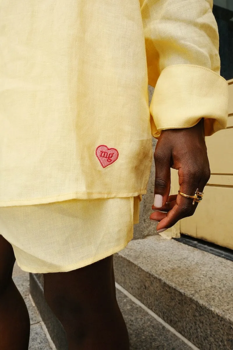 Capri Butter Yellow Linen Button Down and Short Set sold by Mulberry and Grand product image thumbnail 2