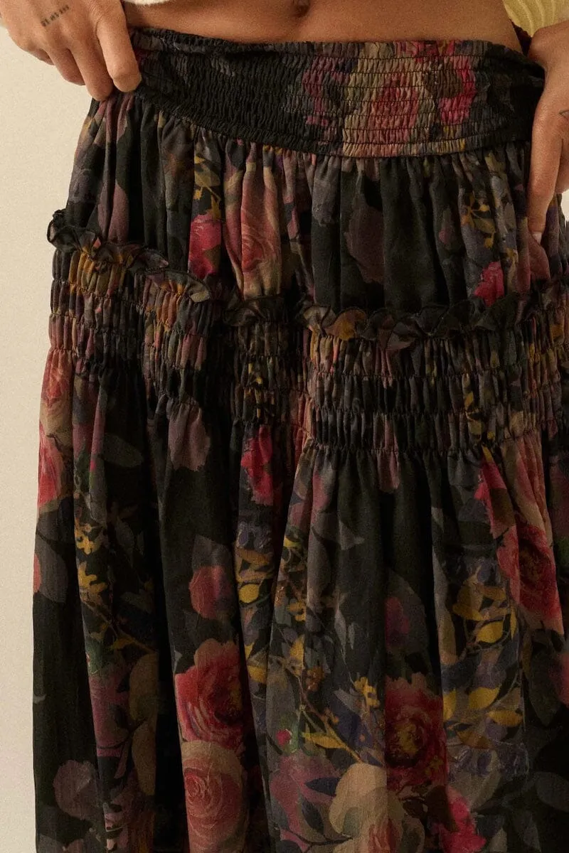 Garden Ramble Smocked Floral Chiffon Maxi Skirt sold by Mulberry and Grand product image thumbnail 5