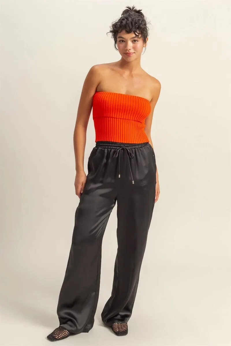 Fariha Drawstring Waist Wide Leg Satin Pants sold by Mulberry and Grand product image thumbnail 3