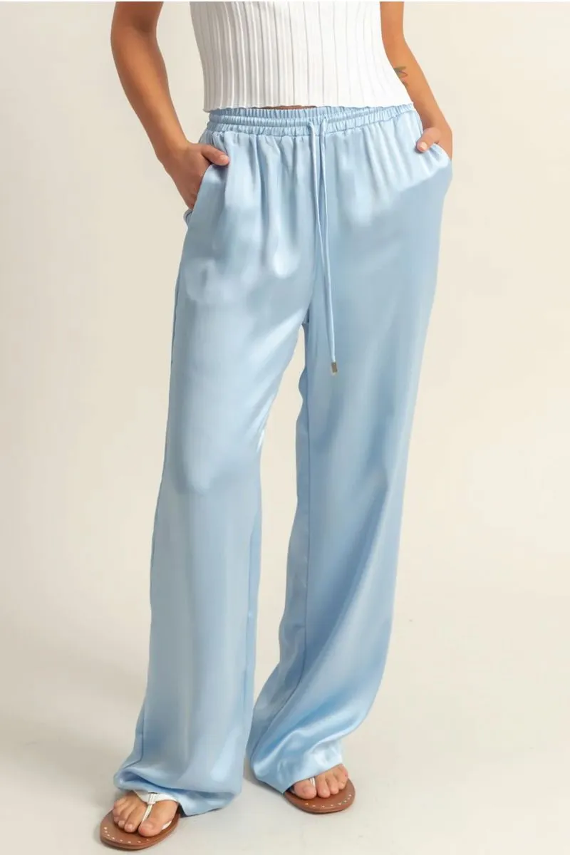 Fariha Drawstring Waist Wide Leg Satin Pants sold by Mulberry and Grand product image thumbnail 5
