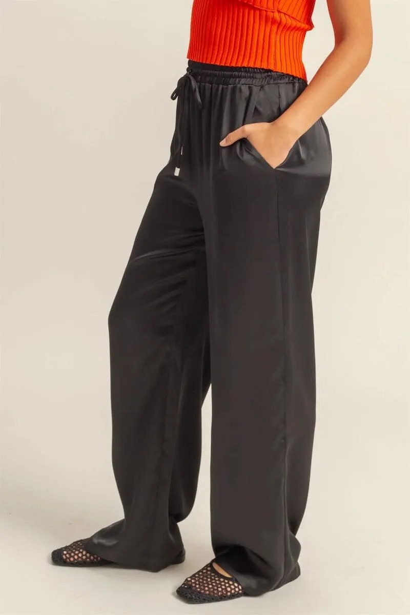 Fariha Drawstring Waist Wide Leg Satin Pants sold by Mulberry and Grand product image thumbnail 4