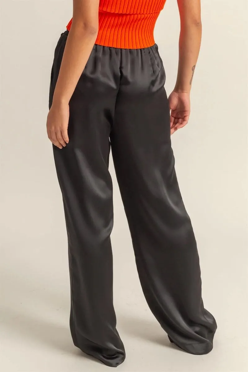 Fariha Drawstring Waist Wide Leg Satin Pants sold by Mulberry and Grand product image thumbnail 2