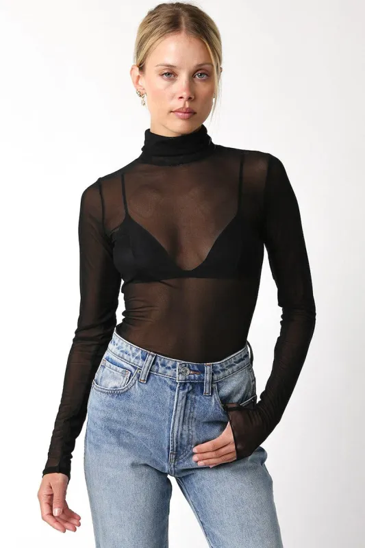 Cindy Mesh Turtleneck Top sold by Mulberry and Grand