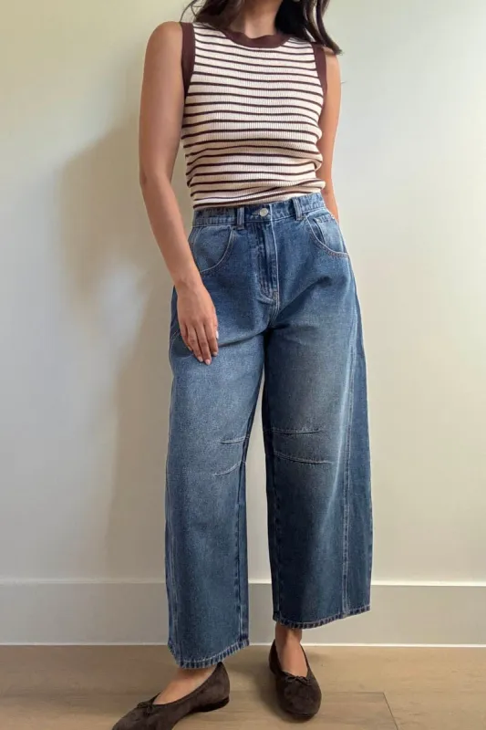 Zena Mid Rise Horseshoe Denim Pants sold by Mulberry and Grand