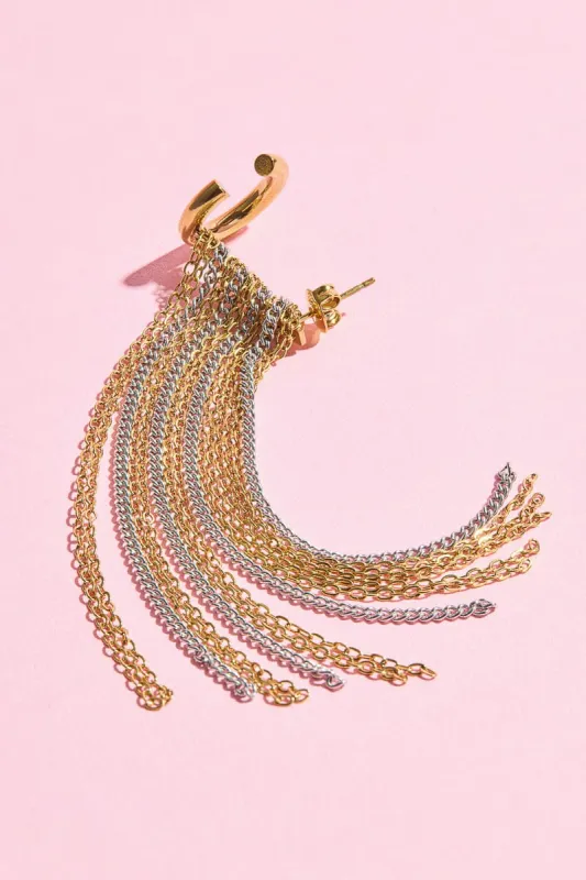 Golden Cascade Fringe Ear Cuff sold by Mulberry and Grand