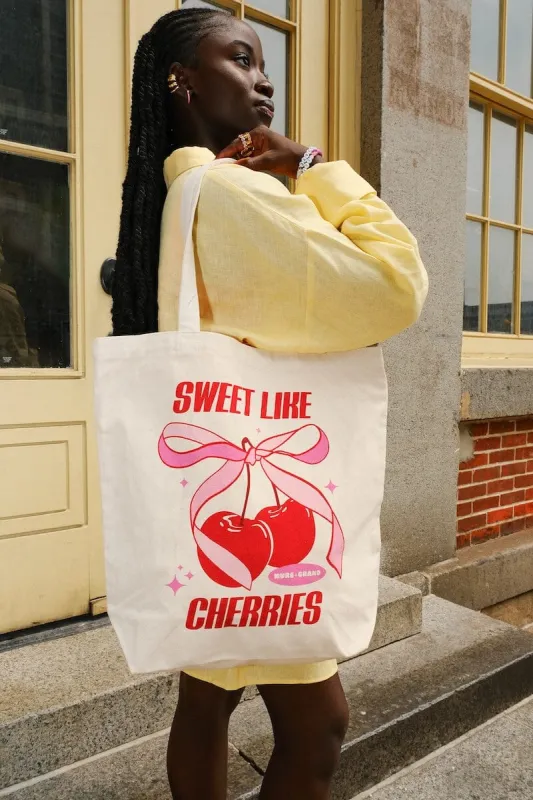 Sweet Like Cherries Canvas Tote Bag sold by Mulberry and Grand
