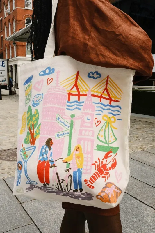 Boston Sketchbook Tote Bag sold by Mulberry and Grand