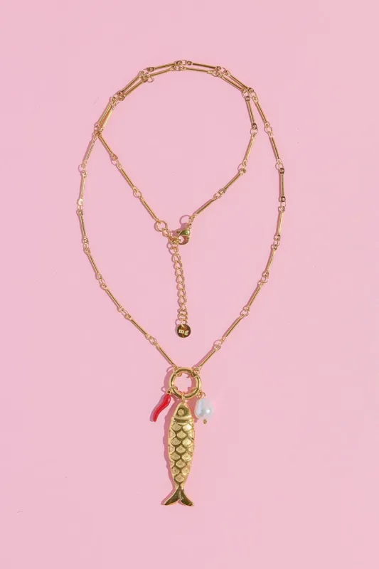 Fish + Chili Triple Charm Necklaces sold by Mulberry and Grand