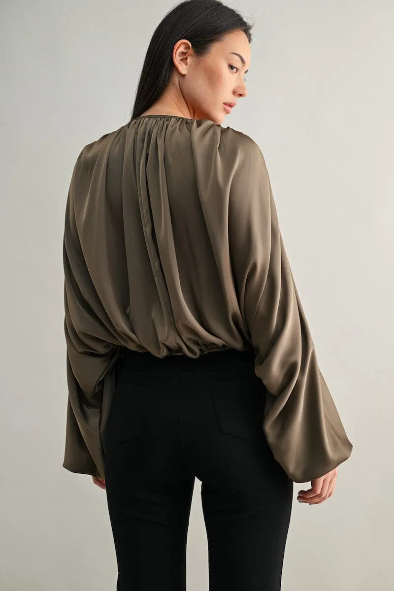 Esme Dolman Puff Sleeve Silky Satin Top sold by Mulberry and Grand product image thumbnail 3