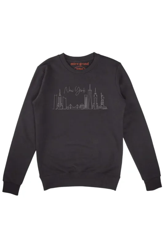 New York Skyline Black Embroidered Sweatshirt sold by Mulberry and Grand