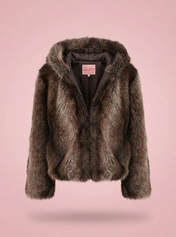 Gianna Faux Fur Hooded Jacket sold by Mulberry and Grand
