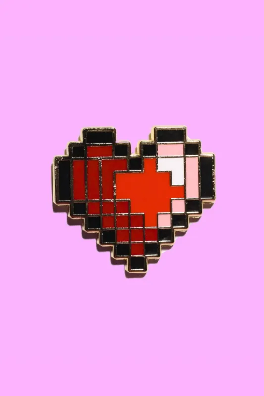 Pixel Heart Enamel Pin sold by Mulberry and Grand