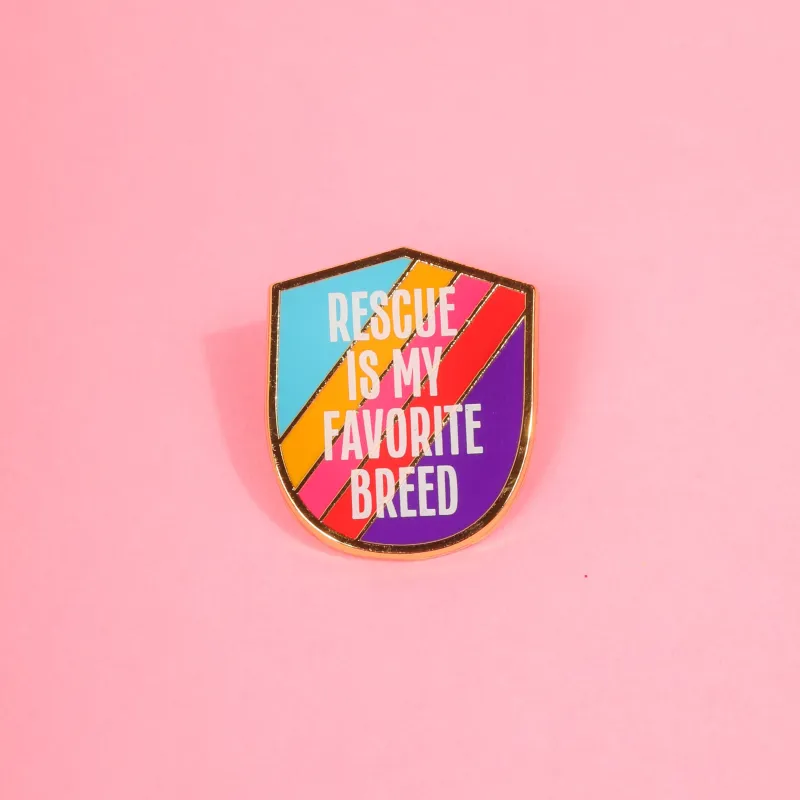 Rescue Is My Favorite Breed Enamel Pin sold by Mulberry and Grand
