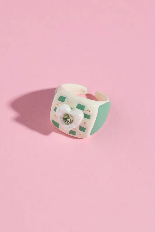 Minty Love Enamel Stacking Ring sold by Mulberry and Grand