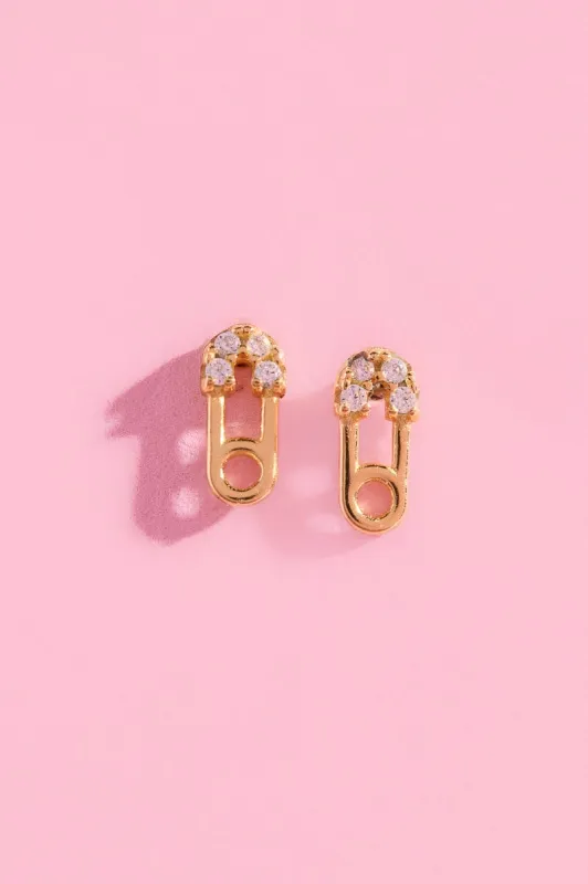 Safety Pin Sterling Silver Stud Earrings sold by Mulberry and Grand