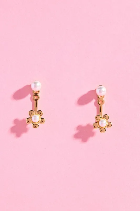 Pearl Bloom Hug Sterling Silver Stud Earrings sold by Mulberry and Grand