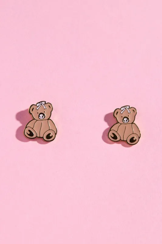 Teddy Weddy Enamel Charm Stud Earrings sold by Mulberry and Grand