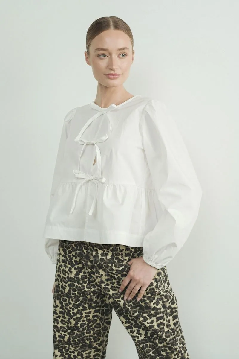 Long Sleeve Poplin Bow Tie Blouse sold by Mulberry and Grand product image thumbnail 2