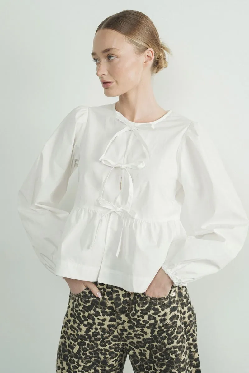 Long Sleeve Poplin Bow Tie Blouse sold by Mulberry and Grand