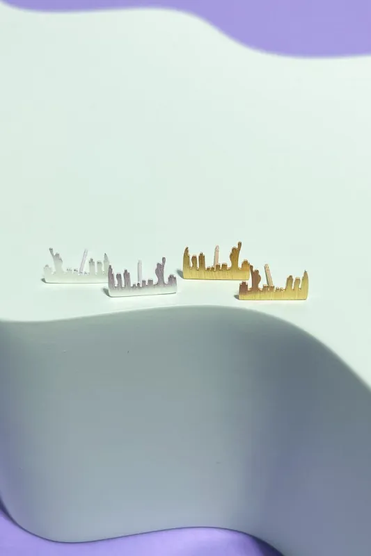 Sterling Silver New York Skyline Stud Earring sold by Mulberry and Grand