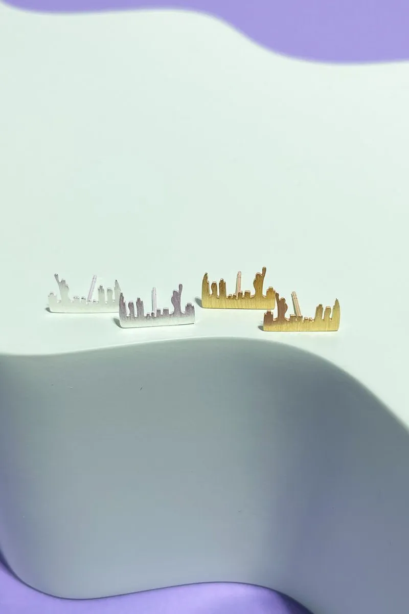 Sterling Silver New York Skyline Stud Earring sold by Mulberry and Grand