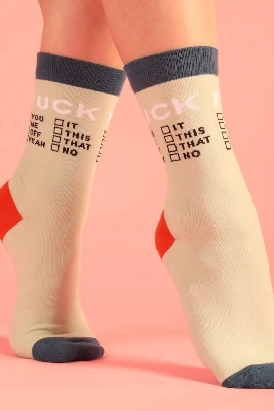 Fuck Checklist Socks sold by Mulberry and Grand