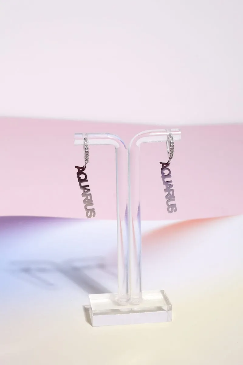 Aquarius Crystal Zodiac Charm Dangle Earrings sold by Mulberry and Grand product image thumbnail 2