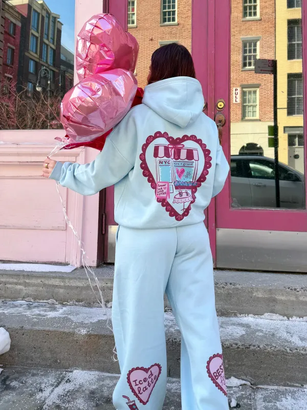 Best Friends Cafe Crop Graphic Hoodie made by Mulberry and Grand