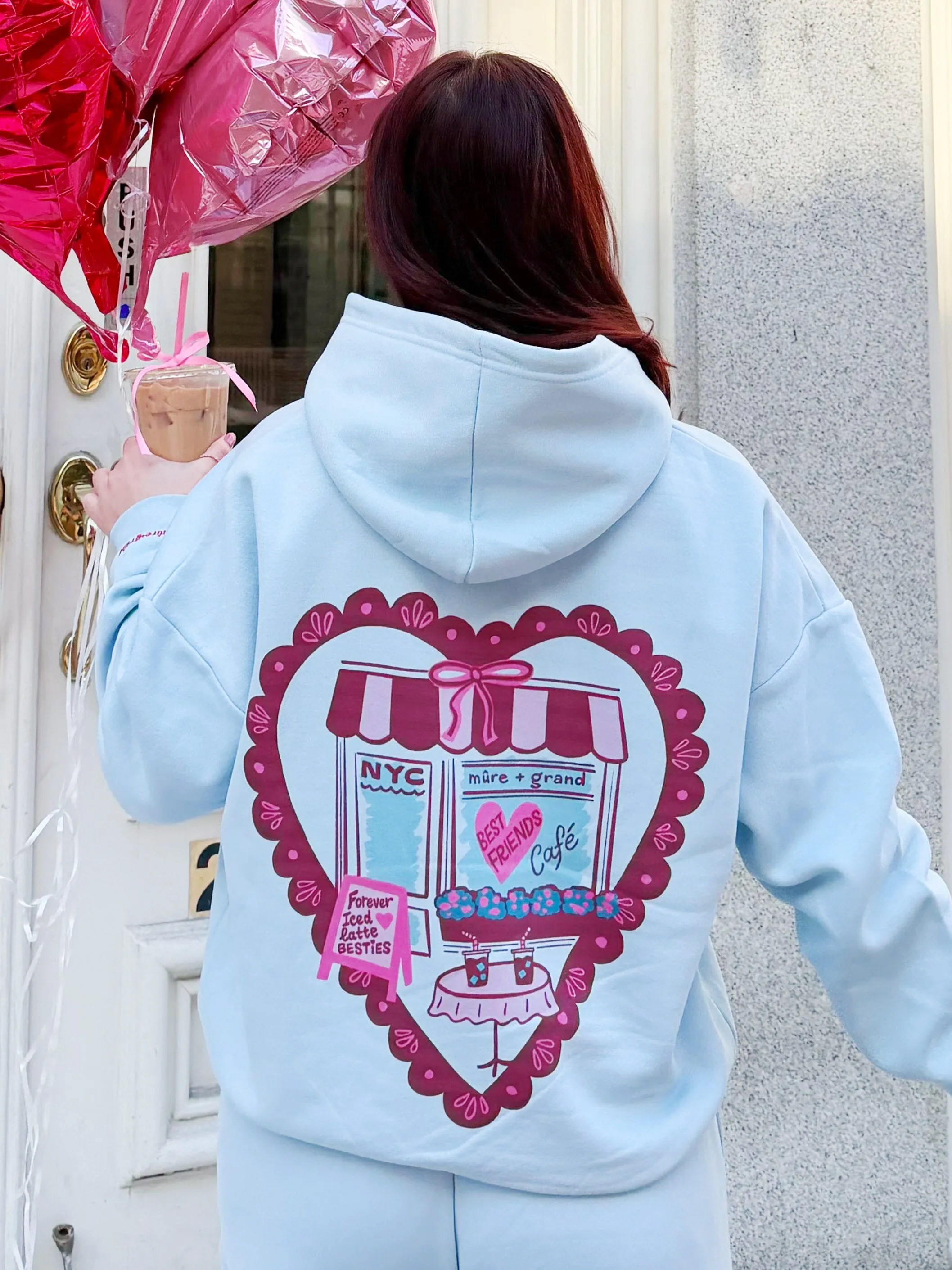 Best Friends Cafe Crop Graphic Hoodie sold by Mulberry and Grand product image thumbnail 2