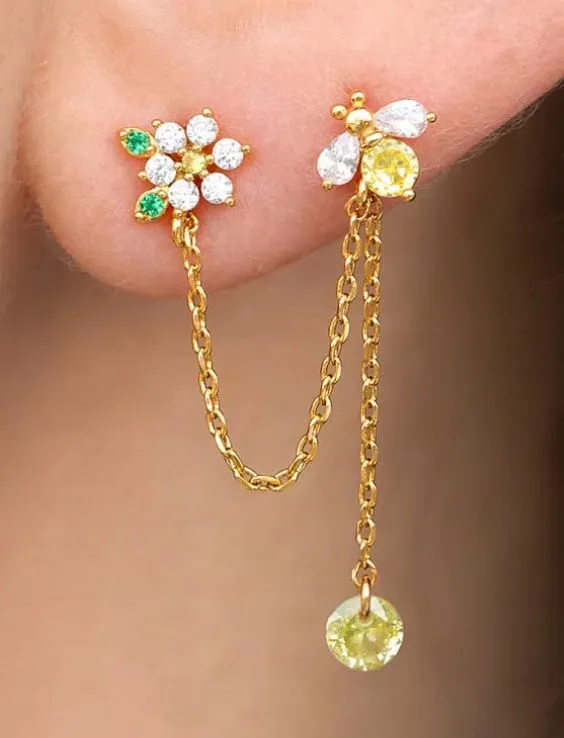 Bee On Flower Sterling Silver Chain Link sold by Mulberry and Grand product image thumbnail 2