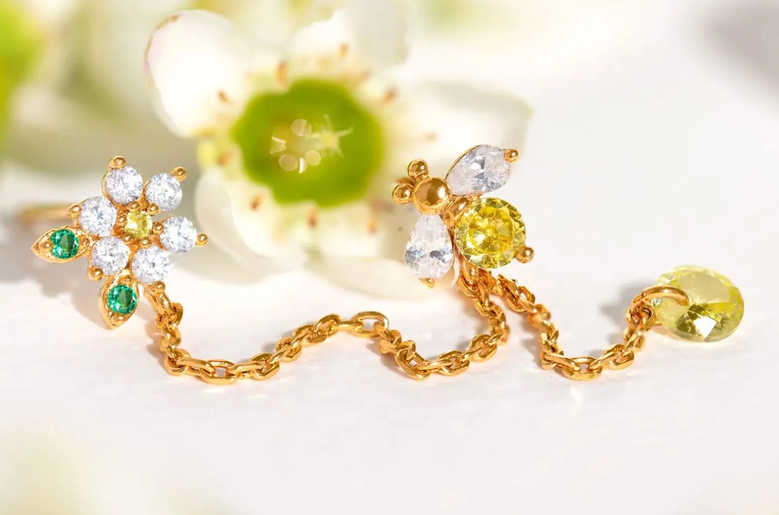 Bee On Flower Sterling Silver Chain Link sold by Mulberry and Grand product image thumbnail 3