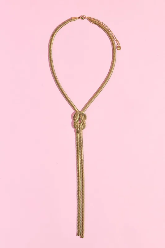 Knotted Y Shaped Necklace made by Mulberry and Grand