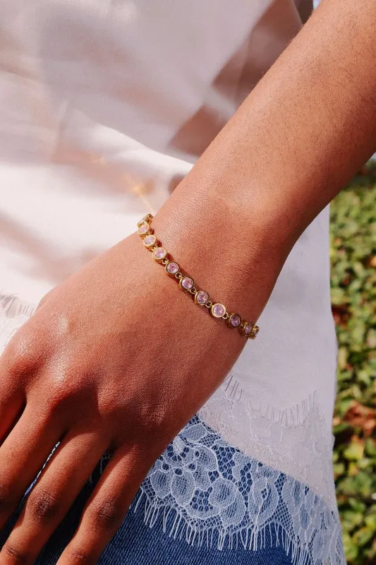 Pink Circle Link Bracelet made by Mulberry and Grand