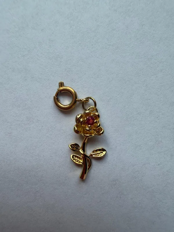 Rose Charm With Spring Clip made by Mulberry and Grand