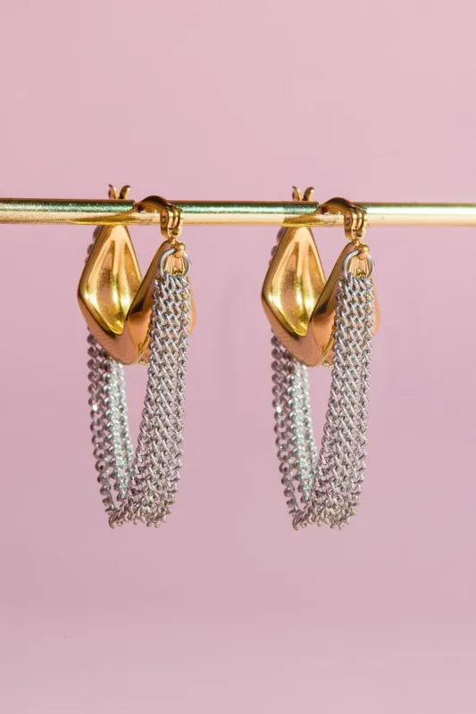 Chic Chain Tassel Hoop Earring made by Mulberry and Grand